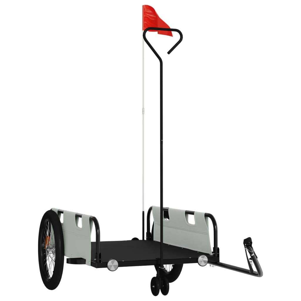 Fietstrailer oxford stof en ijzer grijs en zwart