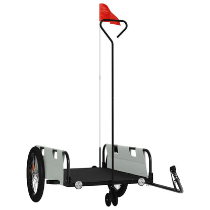 Fietstrailer oxford stof en ijzer grijs en zwart