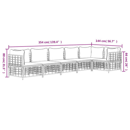6-Delige Loungeset Met Kussens Poly Rattan Antracietkleurig