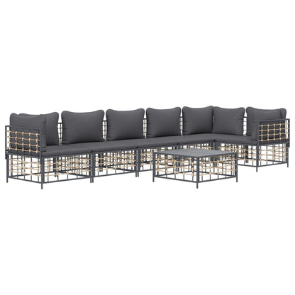 7-Delige Loungeset Met Kussens Poly Rattan Antracietkleurig