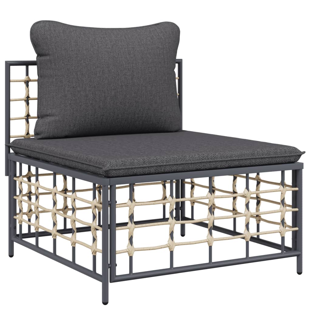 7-Delige Loungeset Met Kussens Poly Rattan Antracietkleurig