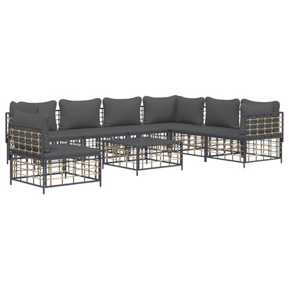 8-Delige Loungeset Met Kussens Poly Rattan Antracietkleurig