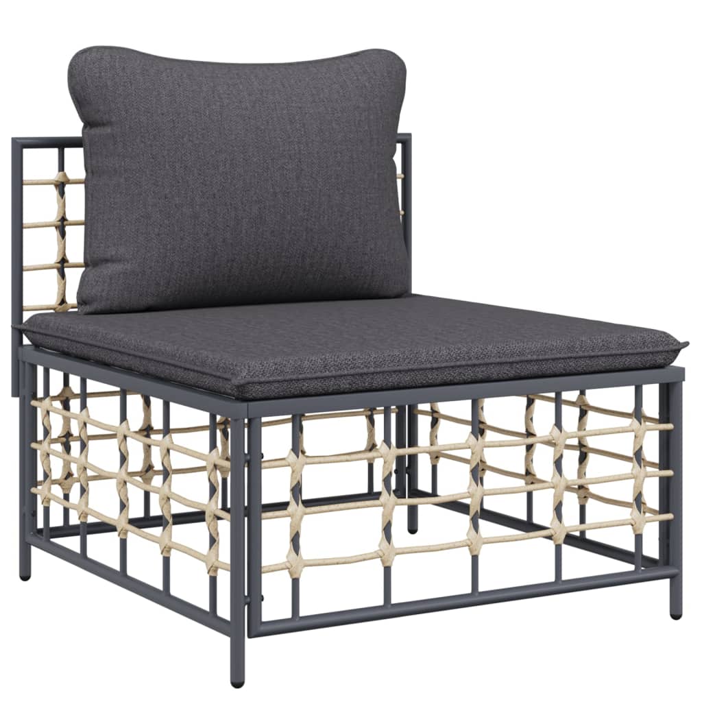 7-Delige Loungeset Met Kussens Poly Rattan Antracietkleurig