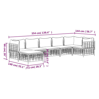 7-Delige Loungeset Met Kussens Poly Rattan Antracietkleurig