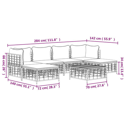 7-Delige Loungeset Met Kussens Poly Rattan Antracietkleurig