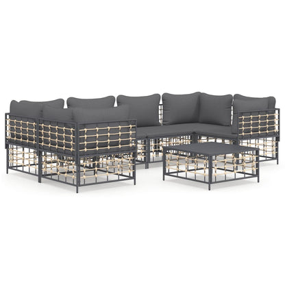 7-Delige Loungeset Met Kussens Poly Rattan Antracietkleurig