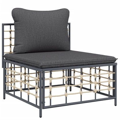 8-Delige Loungeset Met Kussens Poly Rattan Antracietkleurig