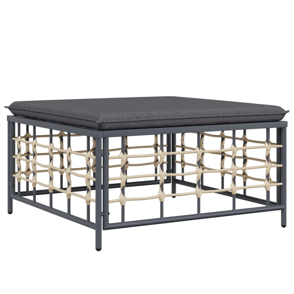 10-Delige Loungeset Met Kussens Poly Rattan Antracietkleurig