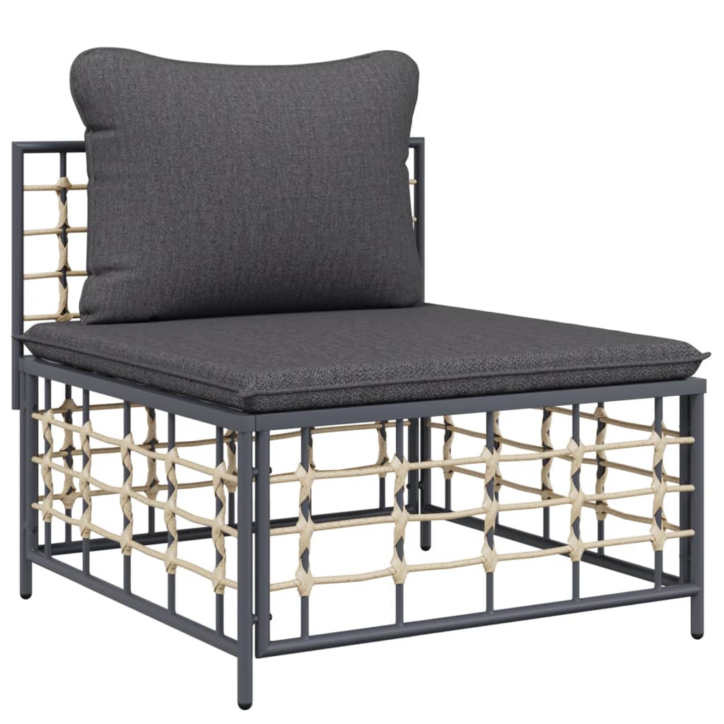 9-Delige Loungeset Met Kussens Poly Rattan Antracietkleurig