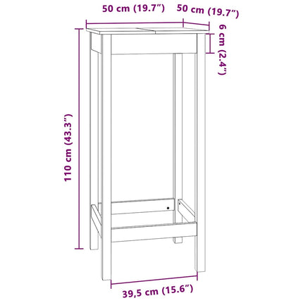 Bartafel 50X50X110 Cm Massief Grenenhout