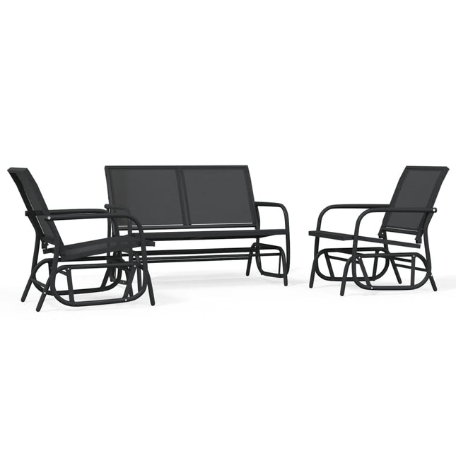 3-Delige Loungeset Schommel Aluminium Textileen