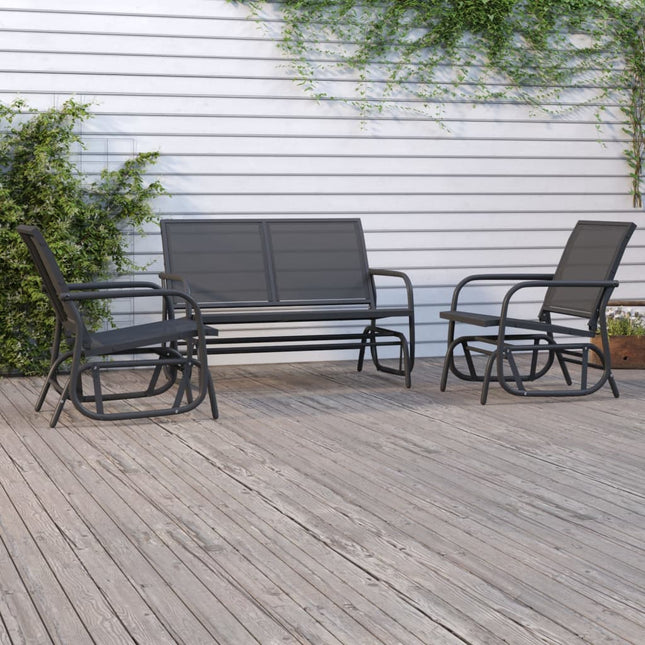 3-Delige Loungeset Schommel Aluminium Textileen