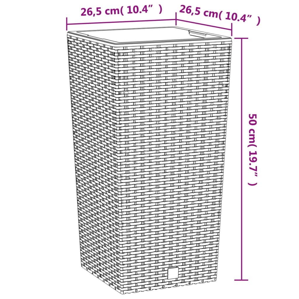 Plantenbak Met Uitneembare Bak Rattan-Look 11/26,5 L Pp