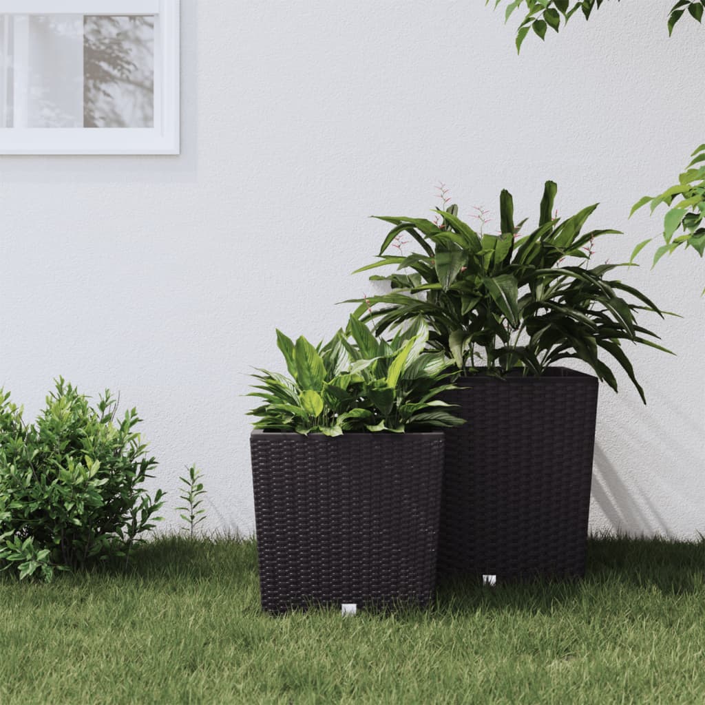 Plantenbak Met Uitneembare Bak Rattan-Look 37/ Pp