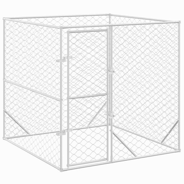 Hondenkennel Voor Buiten Gegalvaniseerd Staal Zilver