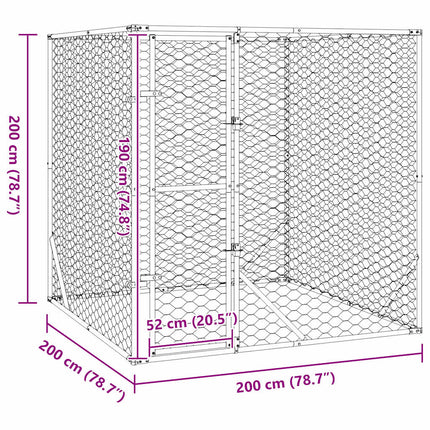 Hondenkennel Voor Buiten Gegalvaniseerd Staal Zilver