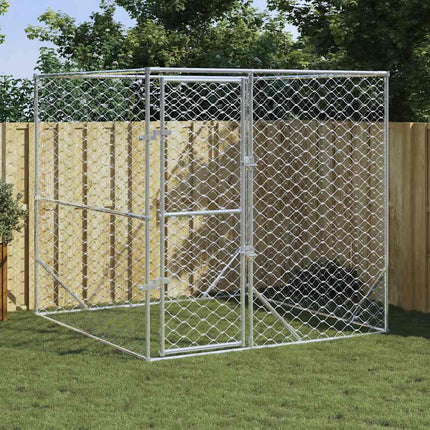 Hondenkennel Voor Buiten Gegalvaniseerd Staal Zilver