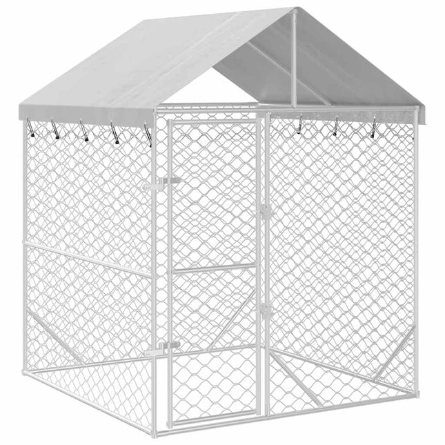 Hondenkennel Met Dak 2X2X2,5 M Gegalvaniseerd Staal Zilver