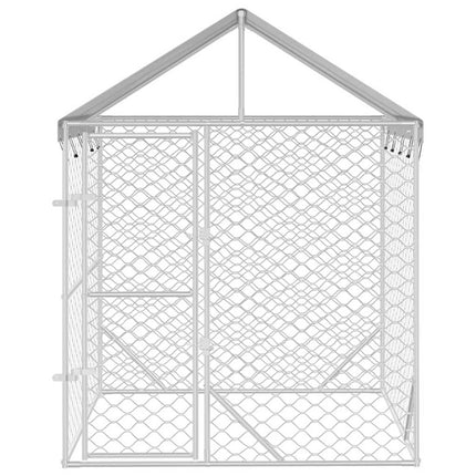 Hondenkennel Met Dak 2X2X2,5 M Gegalvaniseerd Staal Zilver