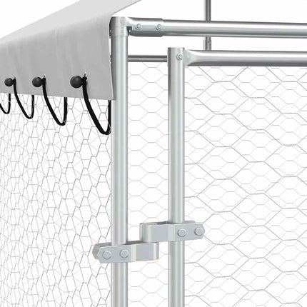 Hondenkennel Met Dak 2X2X2,5 M Gegalvaniseerd Staal Zilver