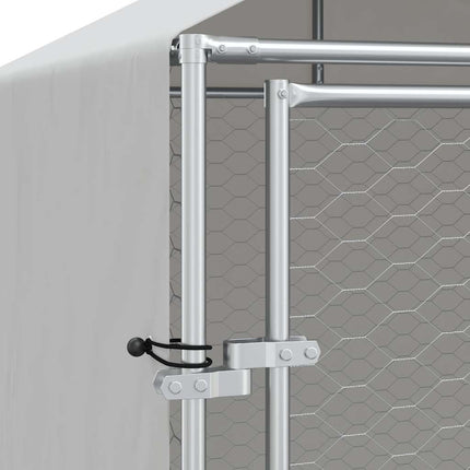 Hondenkennel Met Dak 2X2X2,5 M Gegalvaniseerd Staal Zilver
