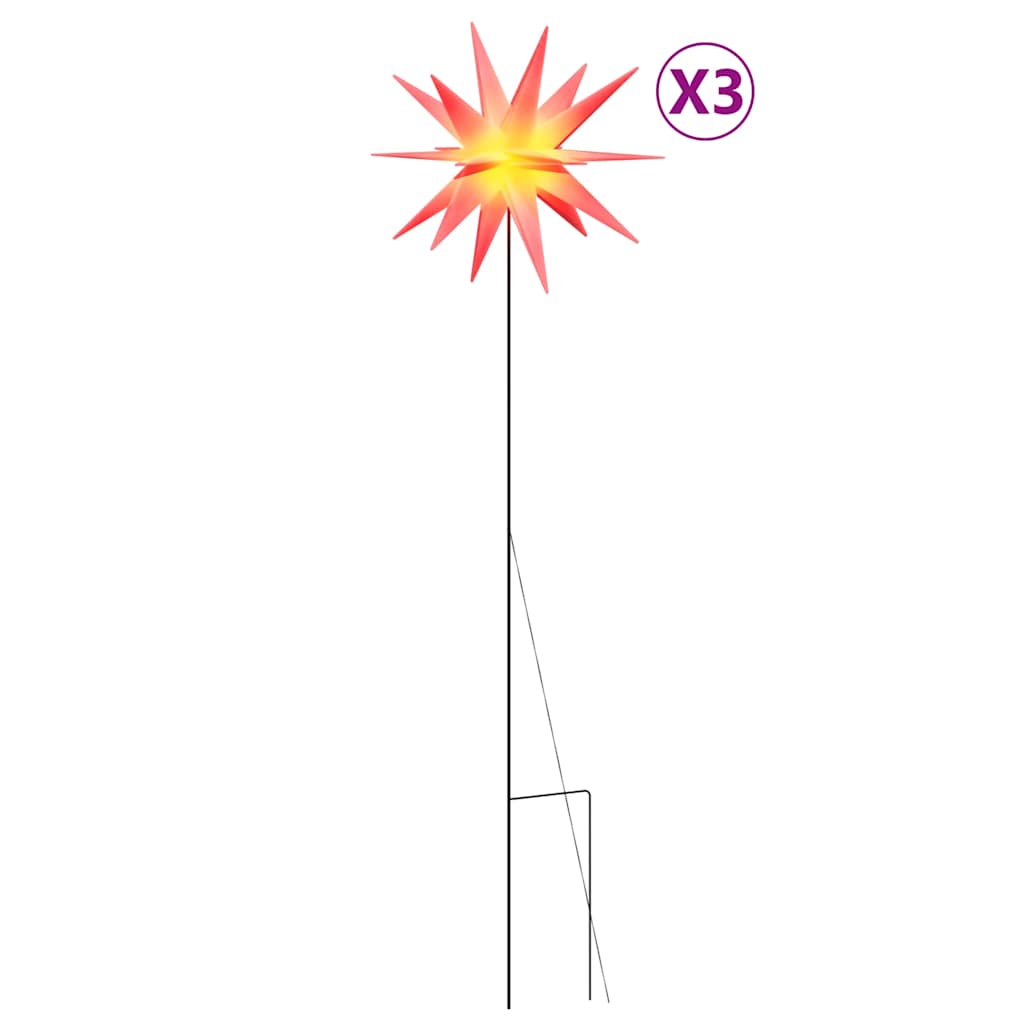 Kerstlampen met grondpin en LED's 3 st 57 cm rood