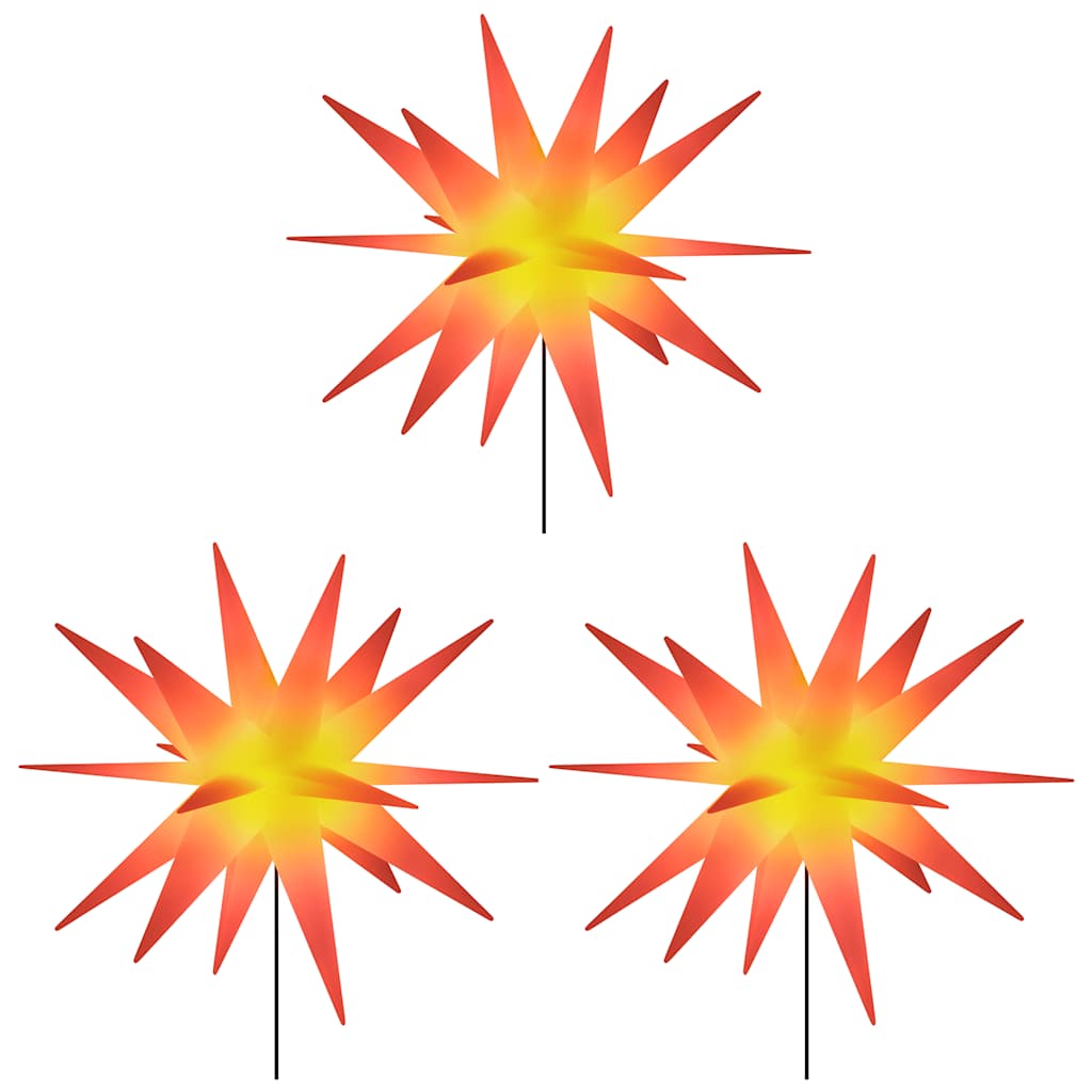 Kerstlampen met grondpin en LED's 3 st 57 cm rood