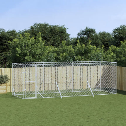 Hondenkennel Voor Buiten Gegalvaniseerd Staal Zilver