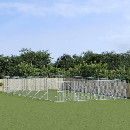 Hondenkennel Voor Buiten Gegalvaniseerd Staal Zilver