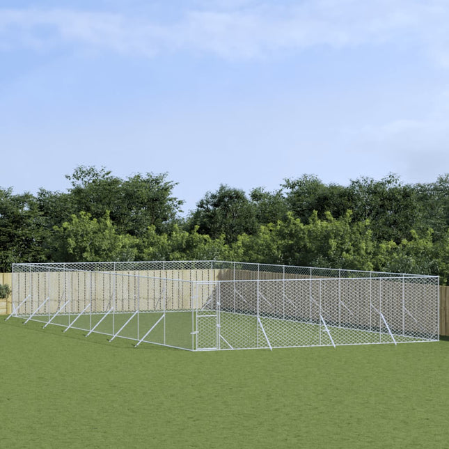 Hondenkennel Voor Buiten Gegalvaniseerd Staal Zilver