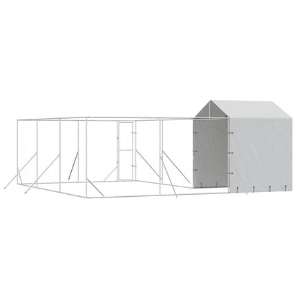 Hondenkennel Met Dak 6X6X2,5 M Gegalvaniseerd Staal Zilver