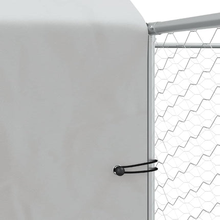 Hondenkennel Met Dak 6X6X2,5 M Gegalvaniseerd Staal Zilver