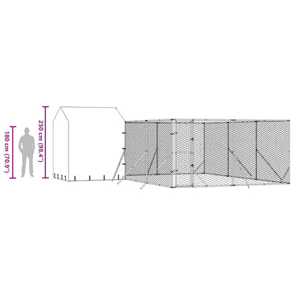 Hondenkennel Met Dak 6X6X2,5 M Gegalvaniseerd Staal Zilver