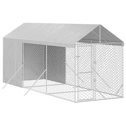 Hondenkennel Met Dak 2X6X2,5 M Gegalvaniseerd Staal Zilverkleur