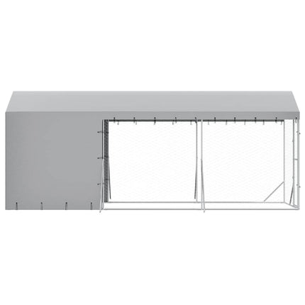Hondenkennel Met Dak 2X6X2,5 M Gegalvaniseerd Staal Zilverkleur