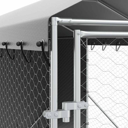 Hondenkennel Met Dak 2X6X2,5 M Gegalvaniseerd Staal Zilverkleur