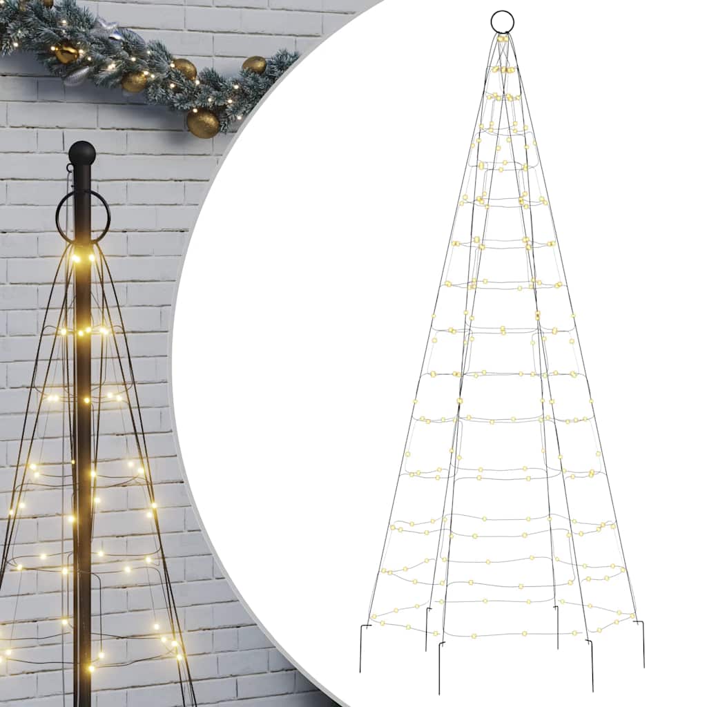 LED-kerstboom aan vlaggenmast 200 LED's warm wit 180 cm