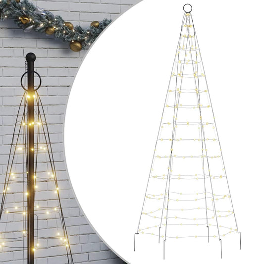 LED-kerstboom aan vlaggenmast 200 LED's warm wit 180 cm