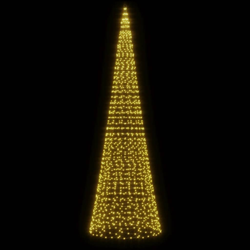 LED-kerstboom aan vlaggenmast 1534 LEDs warm wit 500 cm