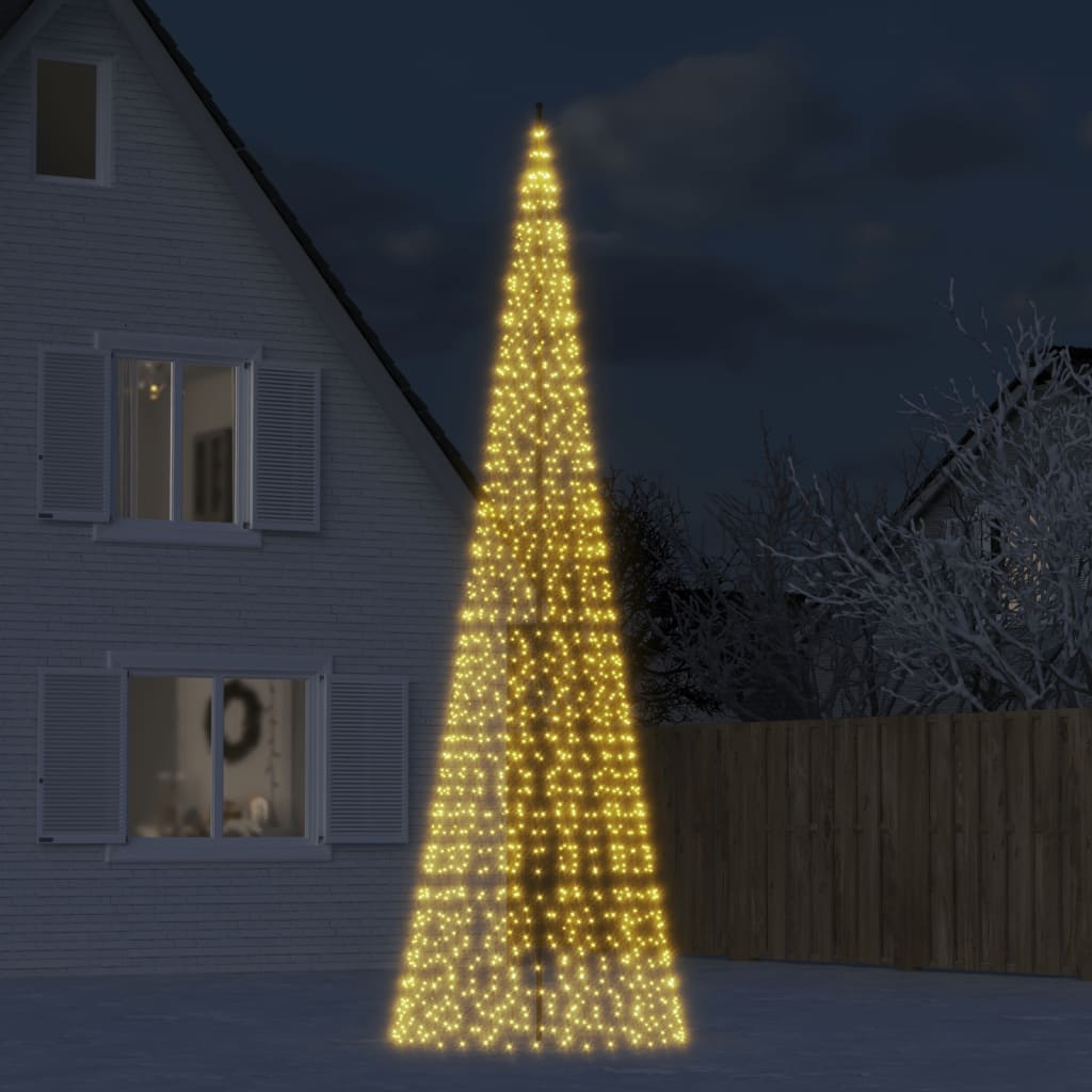 LED-kerstboom aan vlaggenmast 1534 LEDs warm wit 500 cm