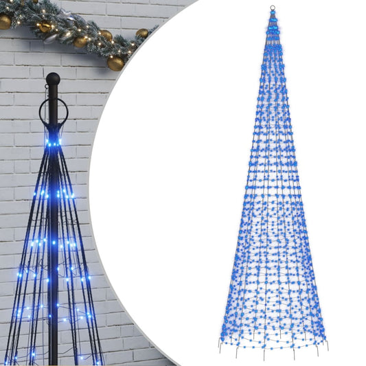 LED-kerstboom aan vlaggenmast 1534 LEDs 500 cm blauw