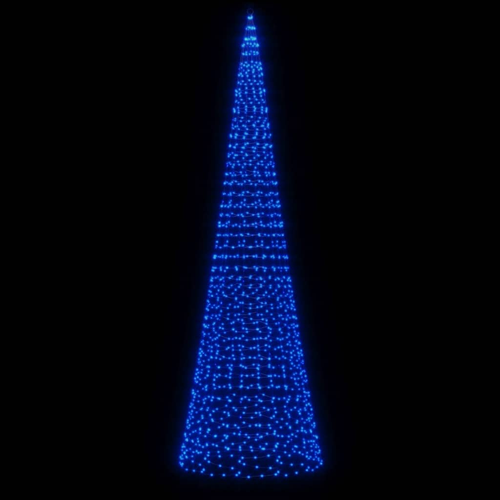 LED-kerstboom aan vlaggenmast 1534 LEDs 500 cm blauw