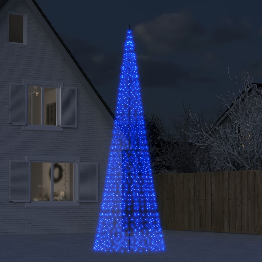 LED-kerstboom aan vlaggenmast 1534 LEDs 500 cm blauw