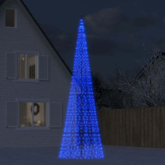 LED-kerstboom aan vlaggenmast 1534 LEDs 500 cm blauw
