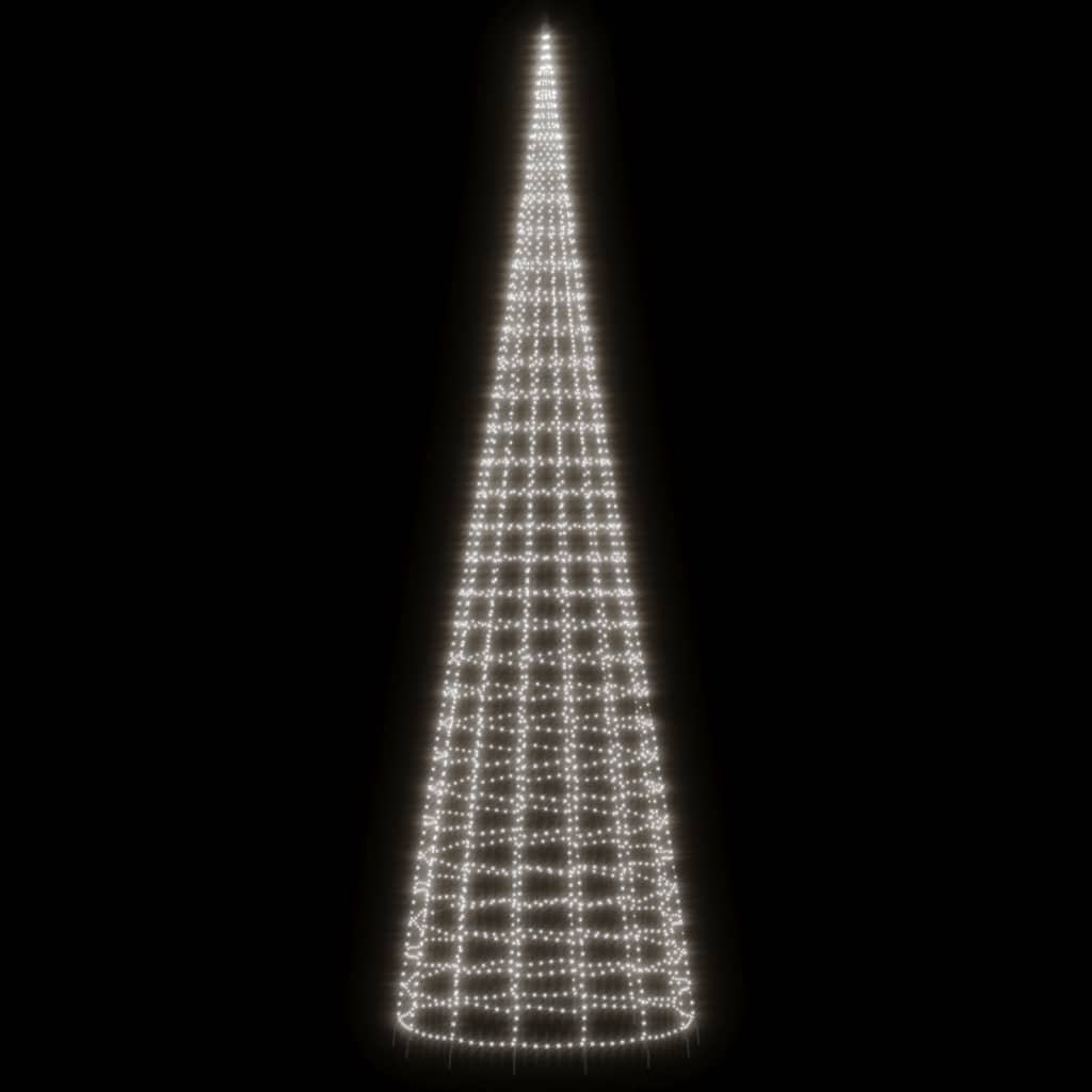 LED-kerstboom aan vlaggenmast 3000 LEDs koud wit 800 cm