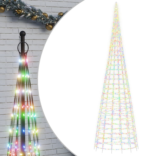LED-kerstboom aan vlaggenmast 3000 LEDs kleurrijk 800 cm