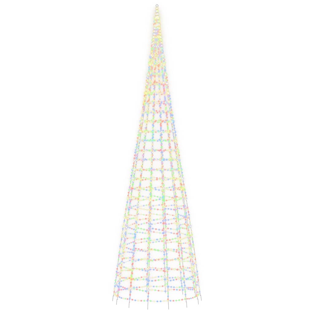 LED-kerstboom aan vlaggenmast 3000 LEDs kleurrijk 800 cm