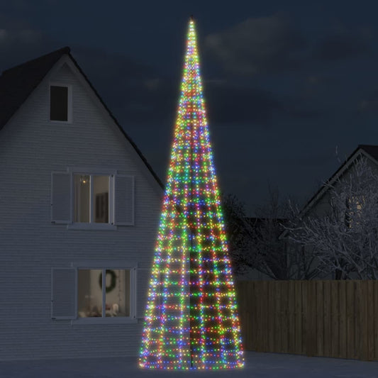 LED-kerstboom aan vlaggenmast 3000 LEDs kleurrijk 800 cm