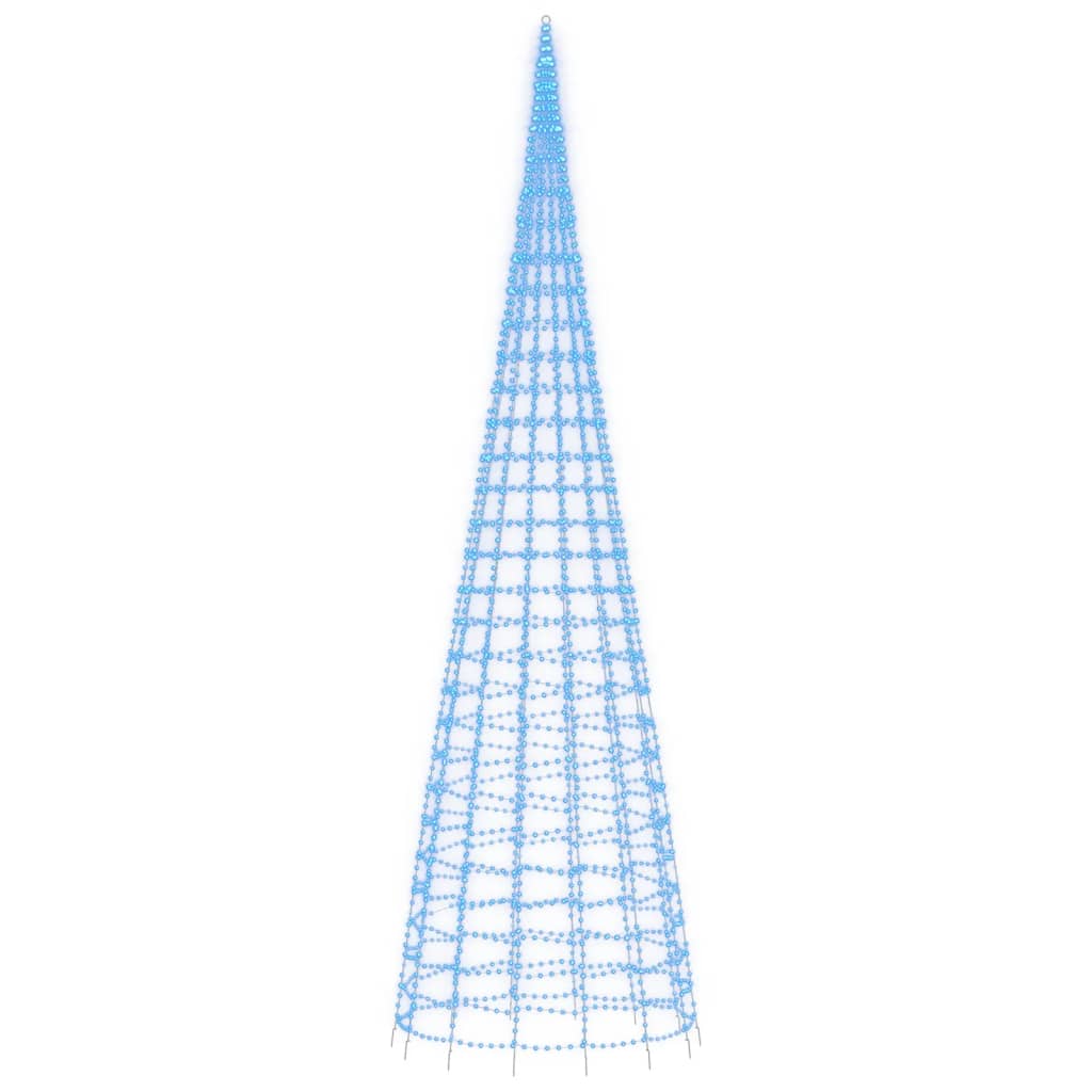 LED-kerstboom aan vlaggenmast 3000 LED's 800 cm blauw