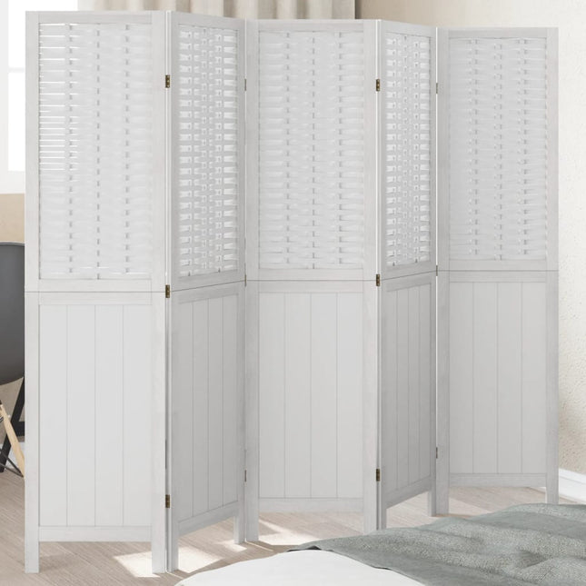 Kamerscherm Met 4 Panelen Massief Paulowniahout Wit